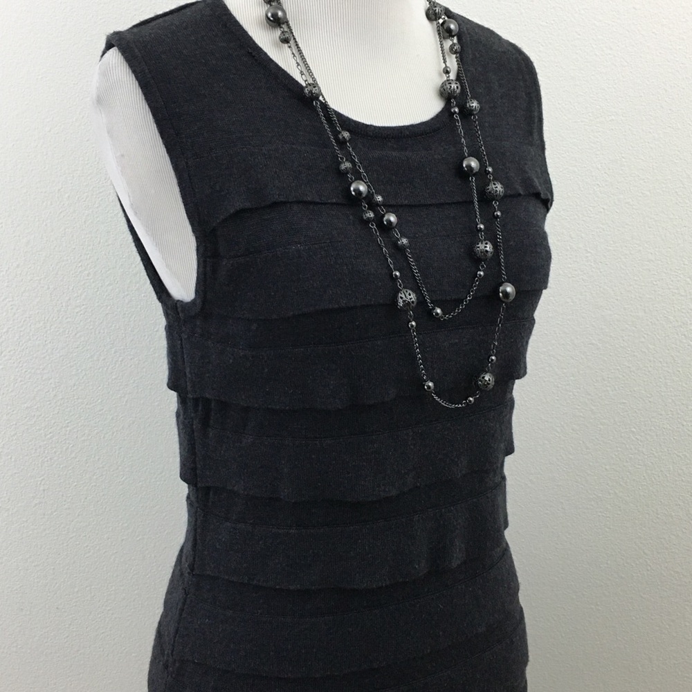 🔴 Calvin Klein | Charcoal Gray Layered Sweater Dress